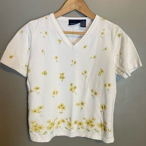 Vintage Sunflower Knit Top Liz Claiborne